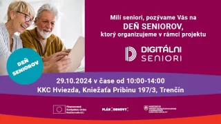 Deň seniorov - Uskutoční sa dňa 29.10. od 10:00 - 14:00 v priestoroch KKC Hviezda na ulici  Kniežaťa Pribinu 197/3 v Trenčíne