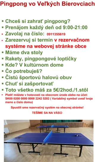 Ping-pong vo Veľkých Bierovciach